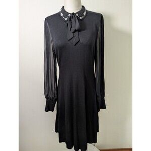 CeCe Embellished Coquette Dress Long Sleeved, Mod, Goth Glam